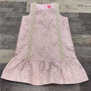 Lilly Pulitzer Girl's Thalia Dress In Prosecco Pink Lagoon Jacquard Size 14